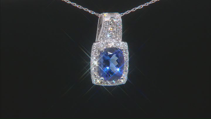 Cruise Ship Collection Blue Tanzanite Rhodium Over 14K White Gold Pendant with Chain 2.13ctw Video Thumbnail