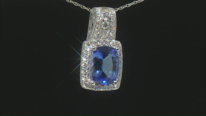Cruise Ship Collection Blue Tanzanite Rhodium Over 14K White Gold Pendant with Chain 2.13ctw Video Thumbnail