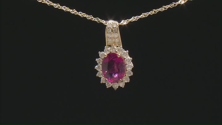 Red Rubellite 14K Yellow Gold Pendant With Chain 2.04ctw Video Thumbnail