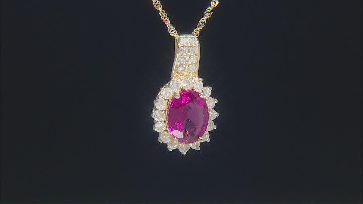 Red Rubellite 14K Yellow Gold Pendant With Chain 2.04ctw Video Thumbnail