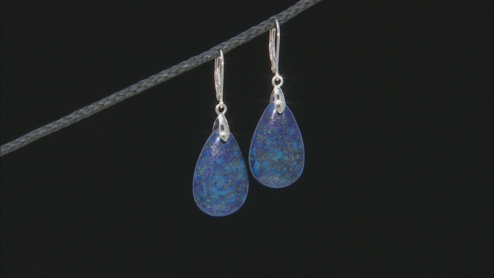 Blue lapis lazuli sterling silver dangle earrings Video Thumbnail