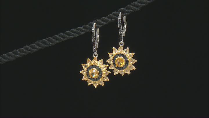 Yellow Citrine Rhodium Over Silver Earrings 4.89ctw Video Thumbnail
