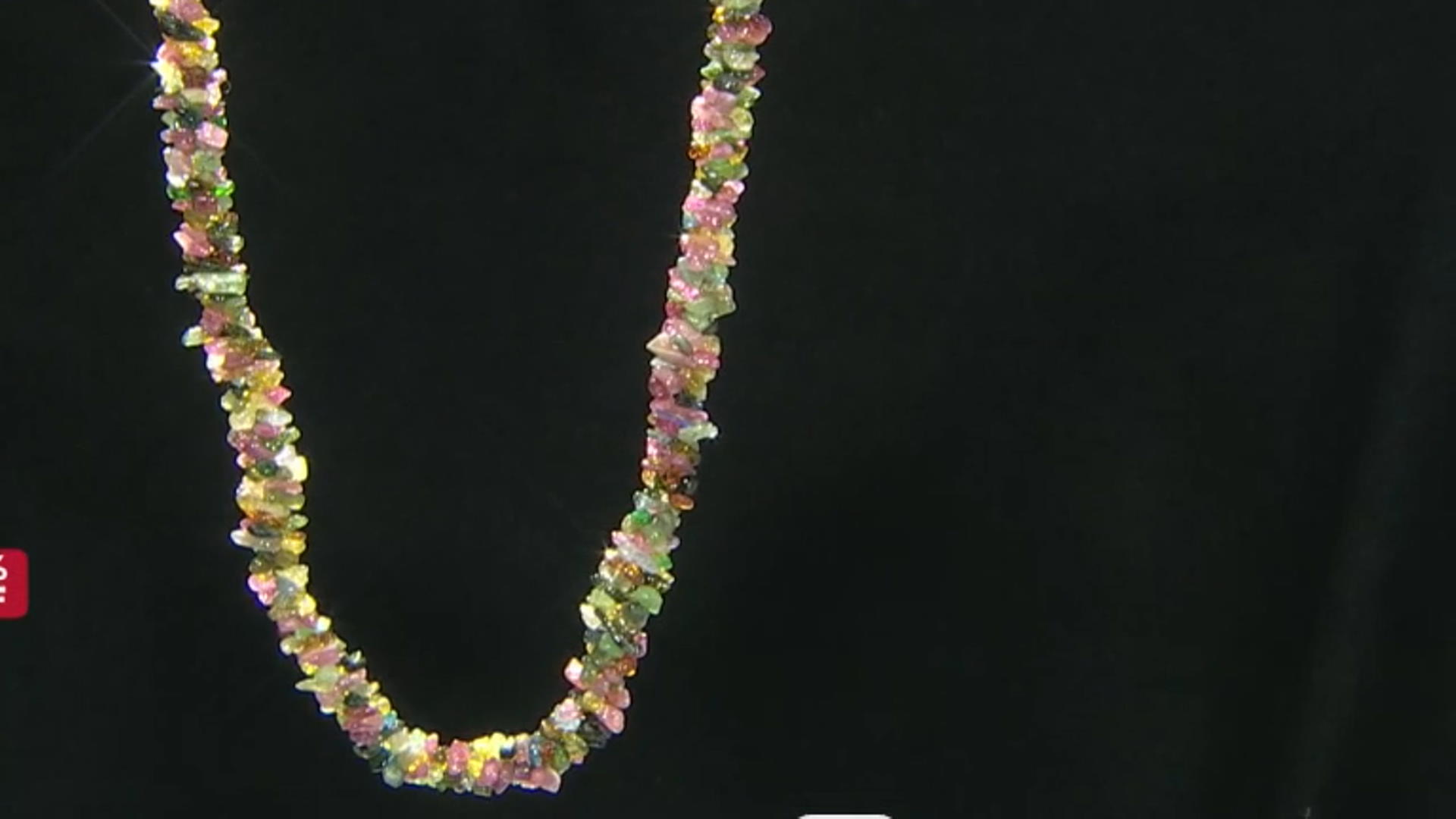 Multi-Tourmaline sterling silver twisted chip necklace Video Thumbnail