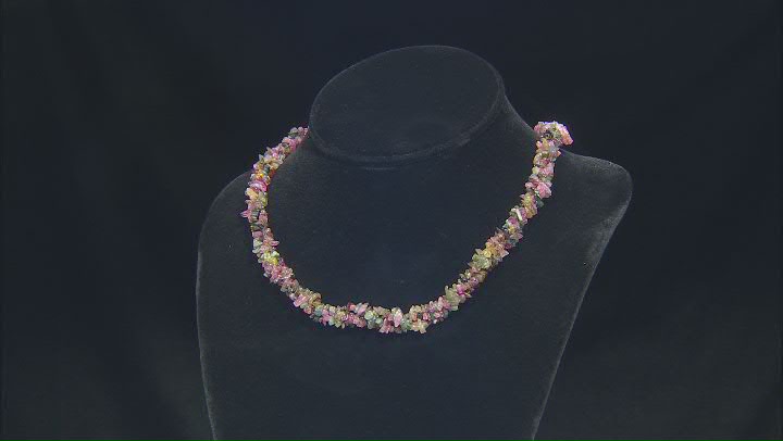 Multi-Tourmaline sterling silver twisted chip necklace Video Thumbnail