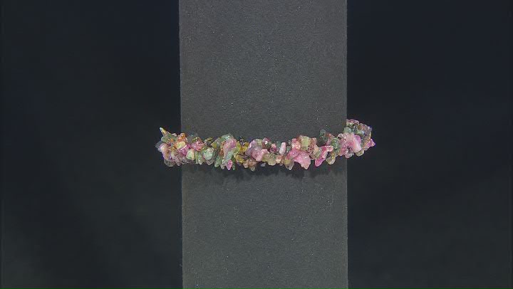 Multi-color tourmaline sterling silver twisted chip bracelet Video Thumbnail