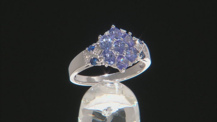 Blue Tanzanite Rhodium Over Sterling Silver Ring 1.14ctw Video Thumbnail