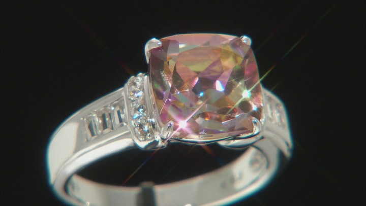 Mulit Color Quartz Rhodium Over Sterling Silver Ring 3.69ctw Video Thumbnail