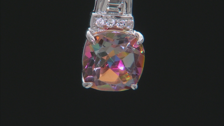 Multi Color Quartz Rhodium Over Sterling Silver Pendant with Chain 3.48ctw Video Thumbnail