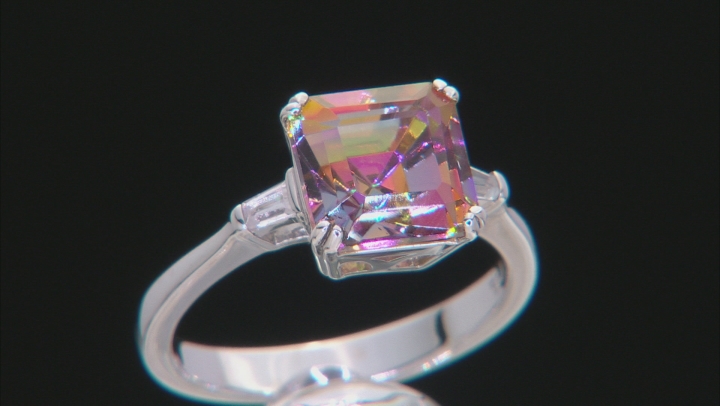 Multi Color Quartz Rhodium Over Sterling Silver Ring 2.15ctw Video Thumbnail