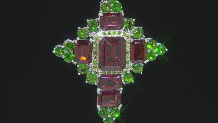 Red Vermelho Garnet(TM) Rhodium Over Silver Pendant With Chain 12.93ctw