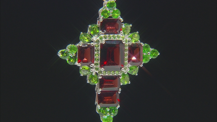 Red Vermelho Garnet(TM) Rhodium Over Silver Pendant With Chain 12.93ctw