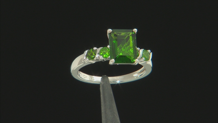 Green Chrome Diopside Rhodium Over Silver Ring With Band 2.86ctw Video Thumbnail