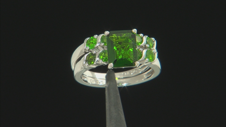 Green Chrome Diopside Rhodium Over Silver Ring With Band 2.86ctw Video Thumbnail