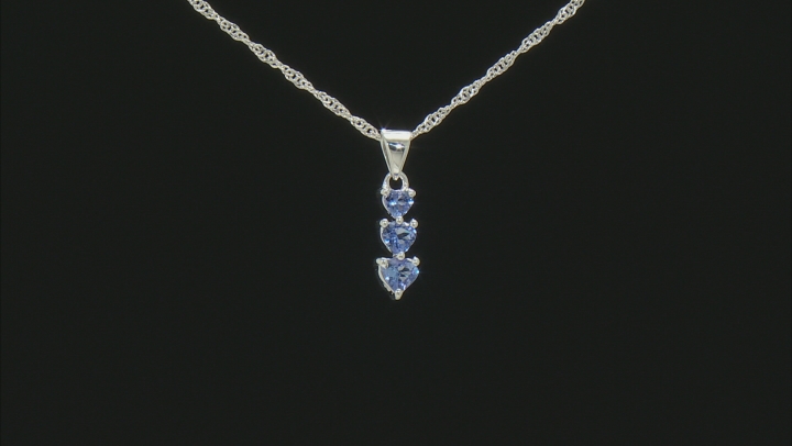 Blue Tanzanite Rhodium Over Silver Pendant with Chain .83ctw Video Thumbnail