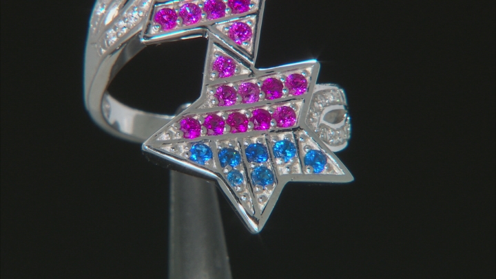 Blue Lab Created Spinel Rhodium Over Silver Ring 
.75ctw Video Thumbnail