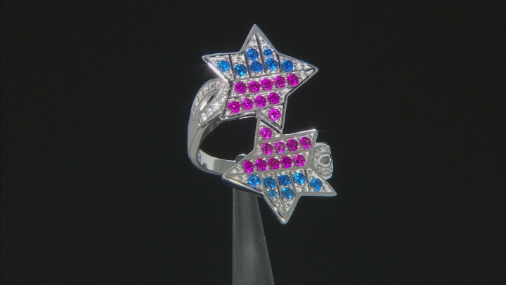 Blue Lab Created Spinel Rhodium Over Silver Ring 
.75ctw Video Thumbnail