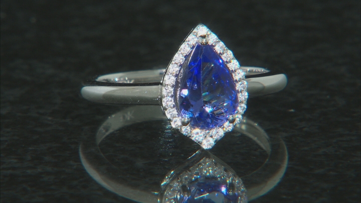 Blue Tanzanite Rhodium Over Silver Ring 1.32ctw Video Thumbnail