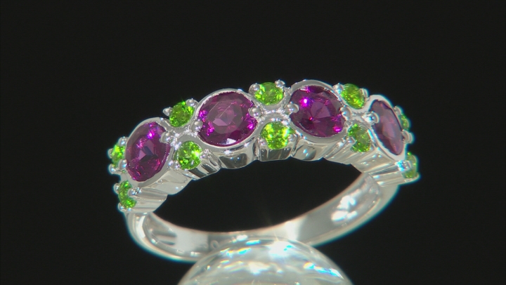 Purple Rhodolite Rhodium Over Sterling Silver Band Ring 1.55ctw Video Thumbnail