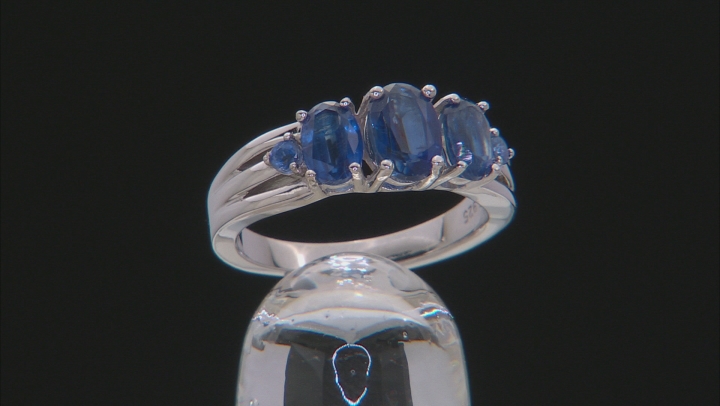 Blue Kyanite Rhodium Over Sterling Silver Ring 2.01ctw Video Thumbnail