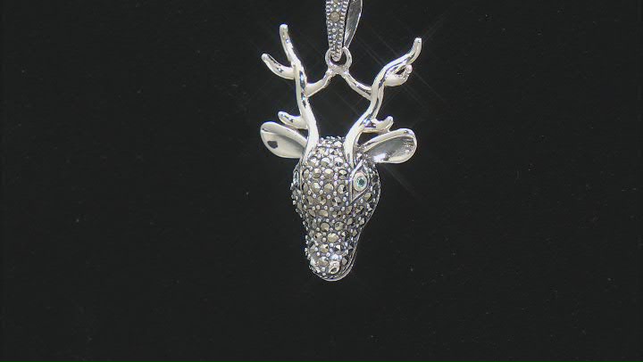Swiss Blue Topaz Sterling Silver Reindeer Face Pendant With Chain 0.02ctw Video Thumbnail