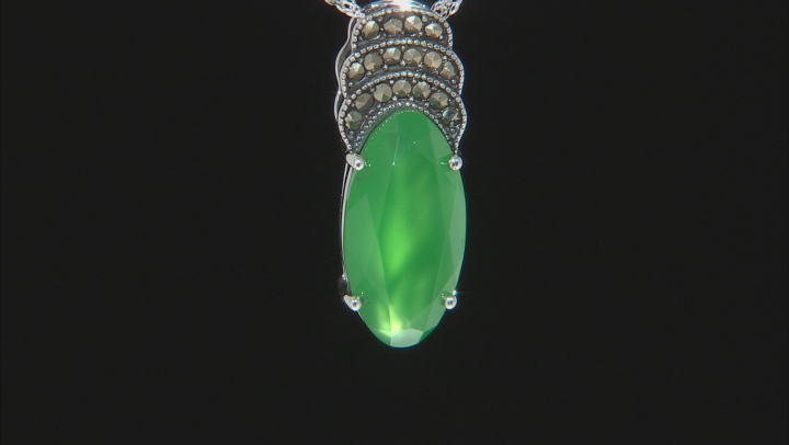 Green Onyx Sterling Silver Pendant with Chain Video Thumbnail