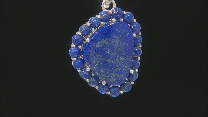 Blue Lapis Lazuli Rhodium Over Sterling Silver Enhancer with Chain Video Thumbnail
