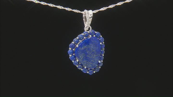 Blue Lapis Lazuli Rhodium Over Sterling Silver Enhancer with Chain Video Thumbnail