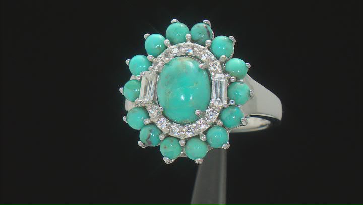 Blue Composite Turquoise Rhodium Over Sterling Silver Ring 0.48ctw Video Thumbnail