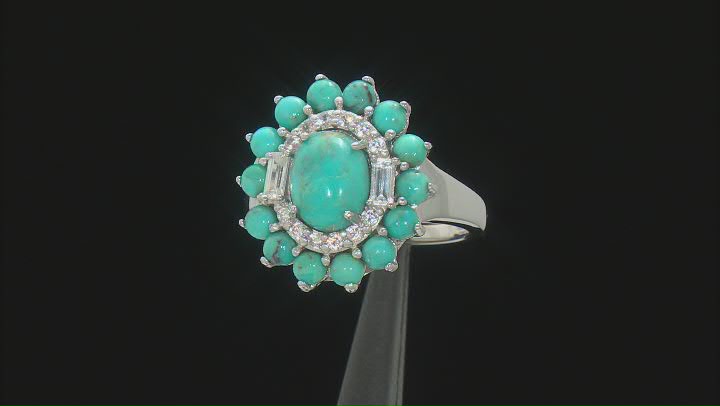 Blue Composite Turquoise Rhodium Over Sterling Silver Ring 0.48ctw Video Thumbnail
