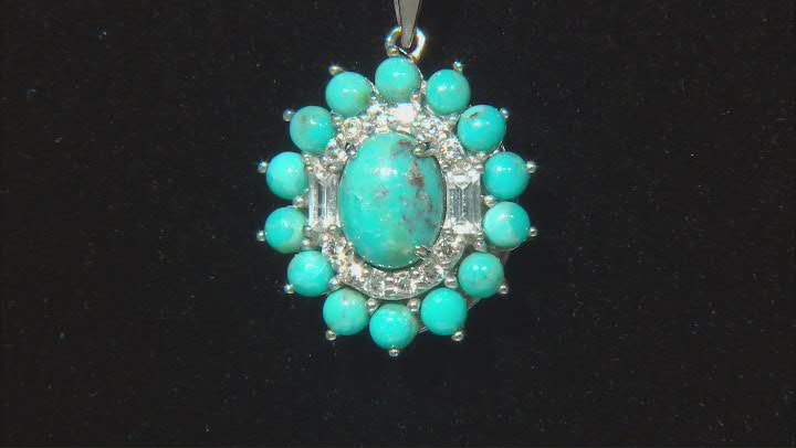 Blue Composite Turquoise Rhodium Over Sterling Silver Pendant With Chain 0.48ctw Video Thumbnail