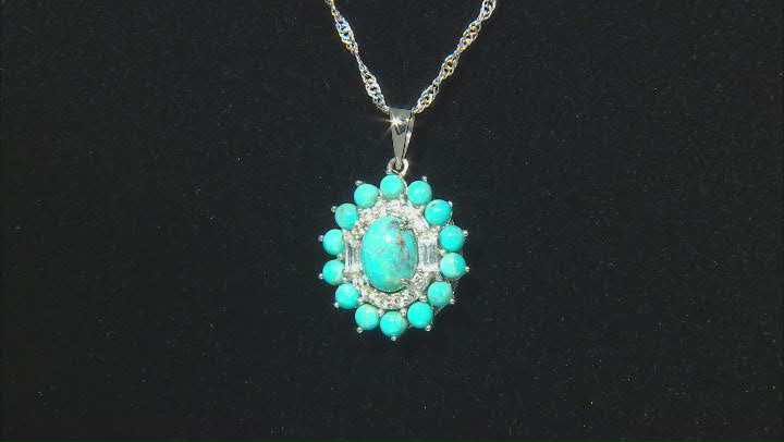 Blue Composite Turquoise Rhodium Over Sterling Silver Pendant With Chain 0.48ctw Video Thumbnail