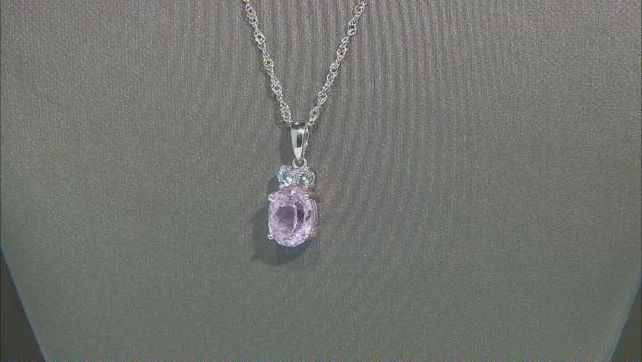 Pink Kunzite Rhodium Over Sterling Silver Pendant With Chain 3.35ctw Video Thumbnail