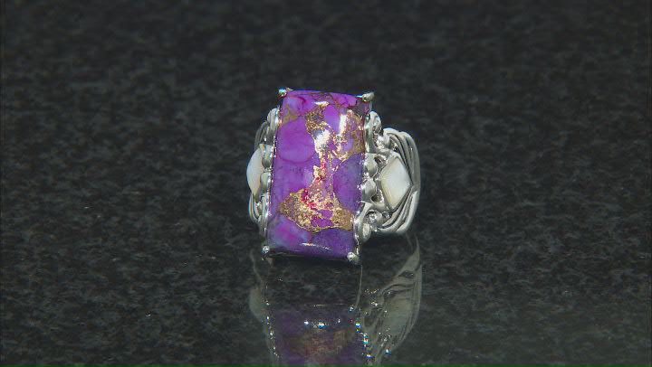 Purple Turquoise With White Mother-Of-Pearl Sterling Silver Ring Video Thumbnail