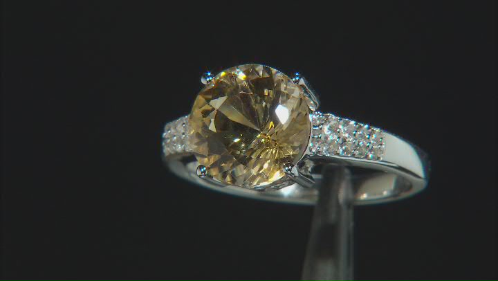 Yellow Citrine Rhodium Over Sterling Silver Ring 3.35ctw Video Thumbnail