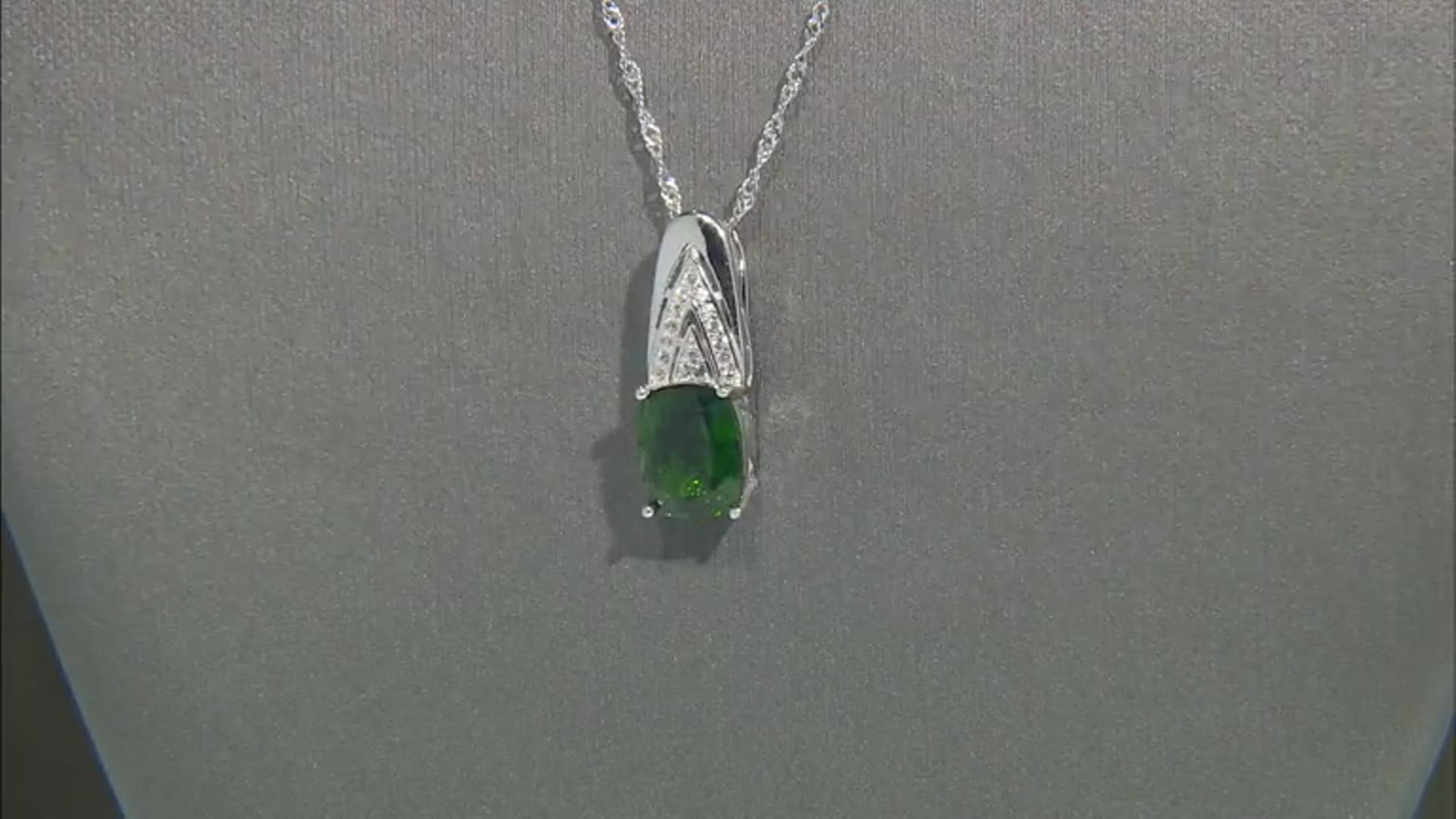 Green Chrome Diopside Rhodium Over Sterling Silver Pendant With Chain 2.75ctw Video Thumbnail