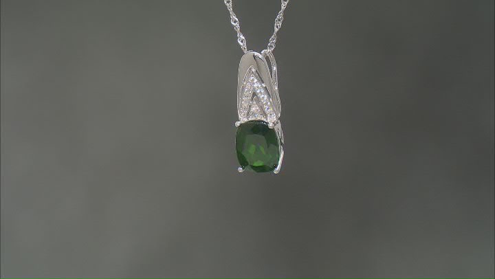 Green Chrome Diopside Rhodium Over Sterling Silver Pendant With Chain 2.75ctw Video Thumbnail
