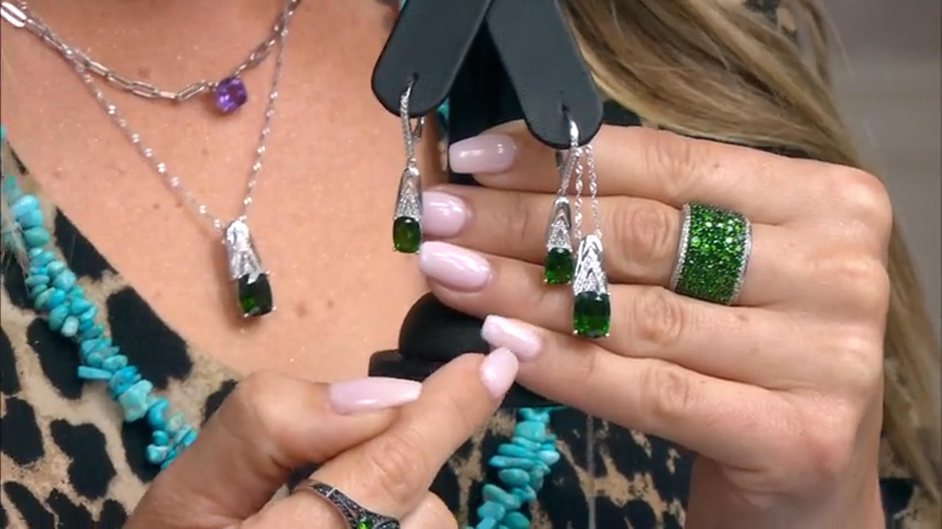 Green Chrome Diopside Rhodium Over Sterling Silver Earrings 2.68ctw Video Thumbnail