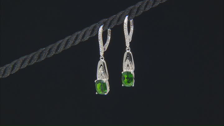 Green Chrome Diopside Rhodium Over Sterling Silver Earrings 2.68ctw Video Thumbnail