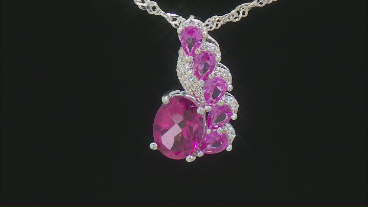 Pink Topaz Rhodium Over Silver Pendant With Chain 2.74ctw Video Thumbnail