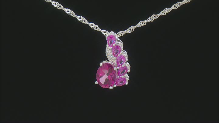 Pink Topaz Rhodium Over Silver Pendant With Chain 2.74ctw Video Thumbnail