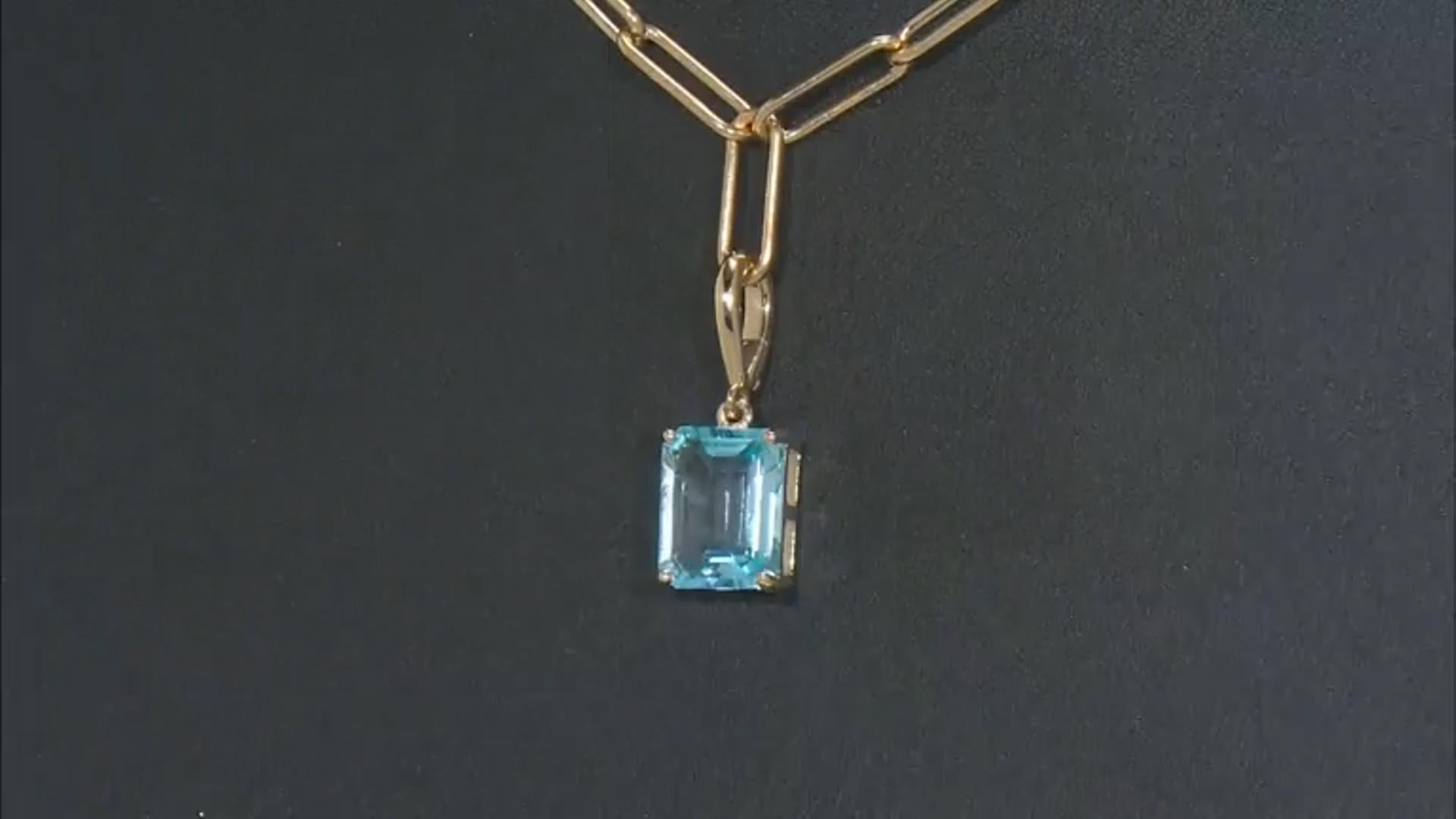 Sky Blue Topaz 18k Yellow Gold Over Sterling Silver Enhancer Pendant With Paperclip Chain 4.15ct Video Thumbnail