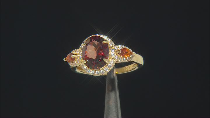 Red Labradorite 18k Yellow Gold Over Sterling Silver Ring 2.61ctw Video Thumbnail