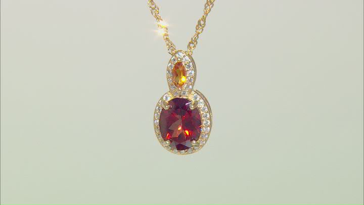 Red Labradorite 18k Yellow Gold Over Sterling Silver Pendant with Chain 2.41ctw Video Thumbnail