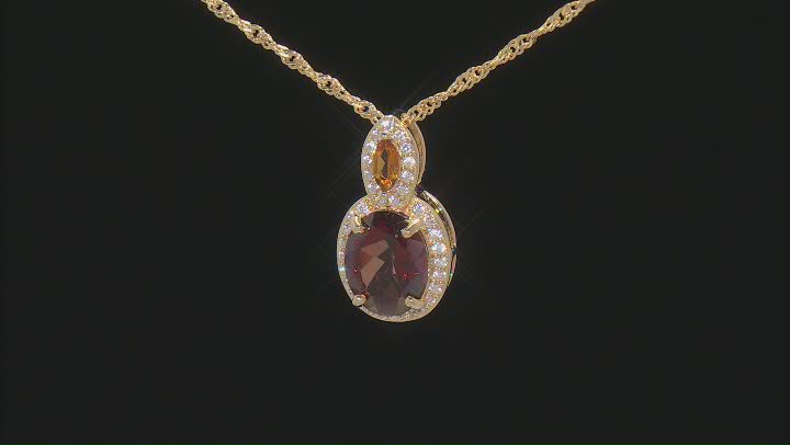 Red Labradorite 18k Yellow Gold Over Sterling Silver Pendant with Chain 2.41ctw Video Thumbnail