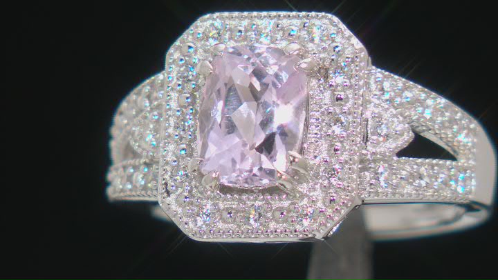 Pink Kunzite Rhodium Over Sterling Silver Ring 1.89ctw Video Thumbnail
