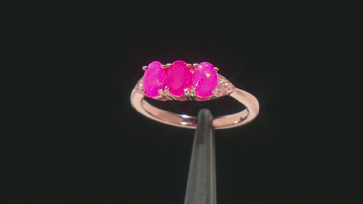 Pink Ethiopian Opal 18k Rose Gold Over Sterling Silver 3-Stone Ring 0.81ctw Video Thumbnail