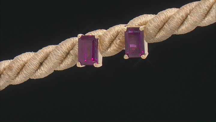 Raspberry Rhodolite 18k Yellow Gold Over Sterling Silver Ring, Earring, Pendant & Chain Set 3.00ctw Video Thumbnail