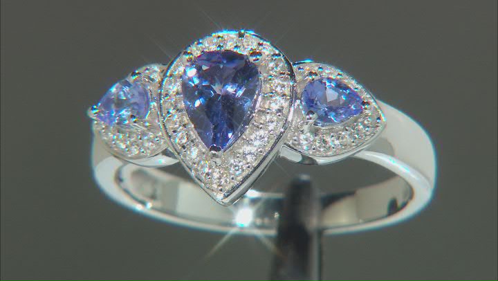 Tanzanite Rhodium Over Sterling Silver Ring 1.09ctw Video Thumbnail