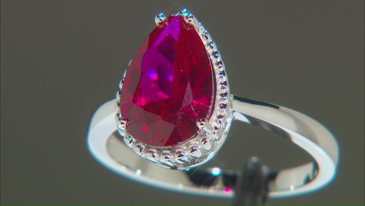 Lab Created Ruby Rhodium Over Sterling Silver Ring 2.93ct Video Thumbnail