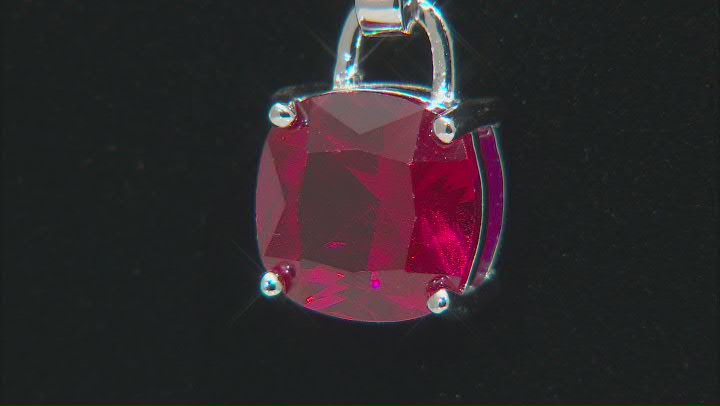 Red Lab Created Ruby Rhodium Over Sterling Silver Pendant with Chain 4.69ctw Video Thumbnail